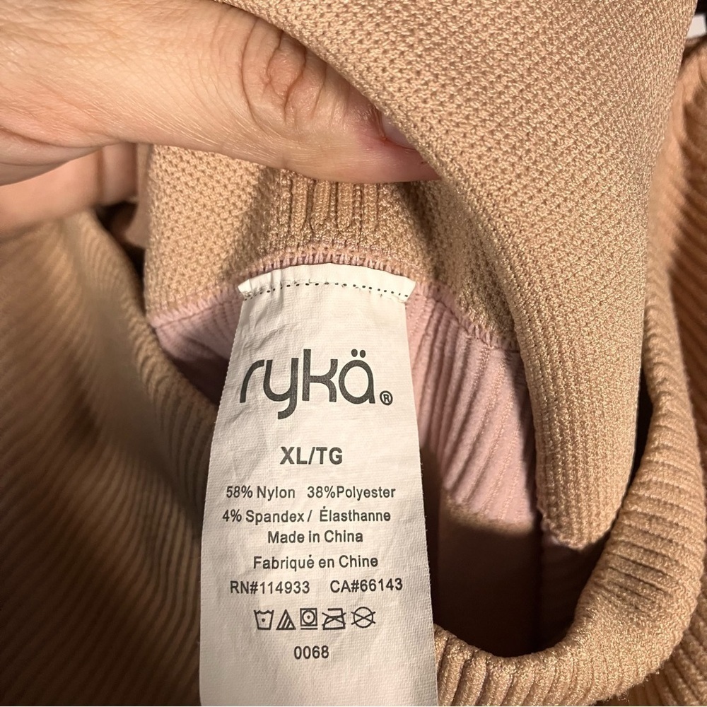 Ryka Pink and Tan High-Waisted, ribbed, seamless compression leggings, XL - Picture 4 of 7